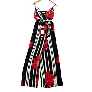 Asher Black and Red Floral Jumpsuit